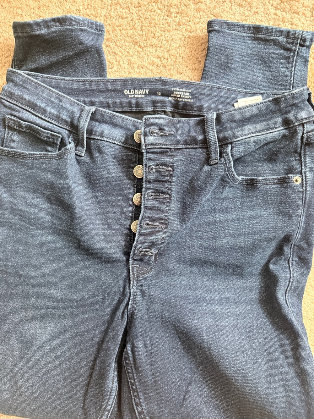 Old Navy rock star Dark Blue High-Rise Button-Fly Skinny Jeans